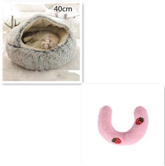 2 In 1 Dog And Cat Bed Pet Winter Bed Round Plush Warm Bed House Soft Long Plush Pets Bed Pet Products by GJG Denim