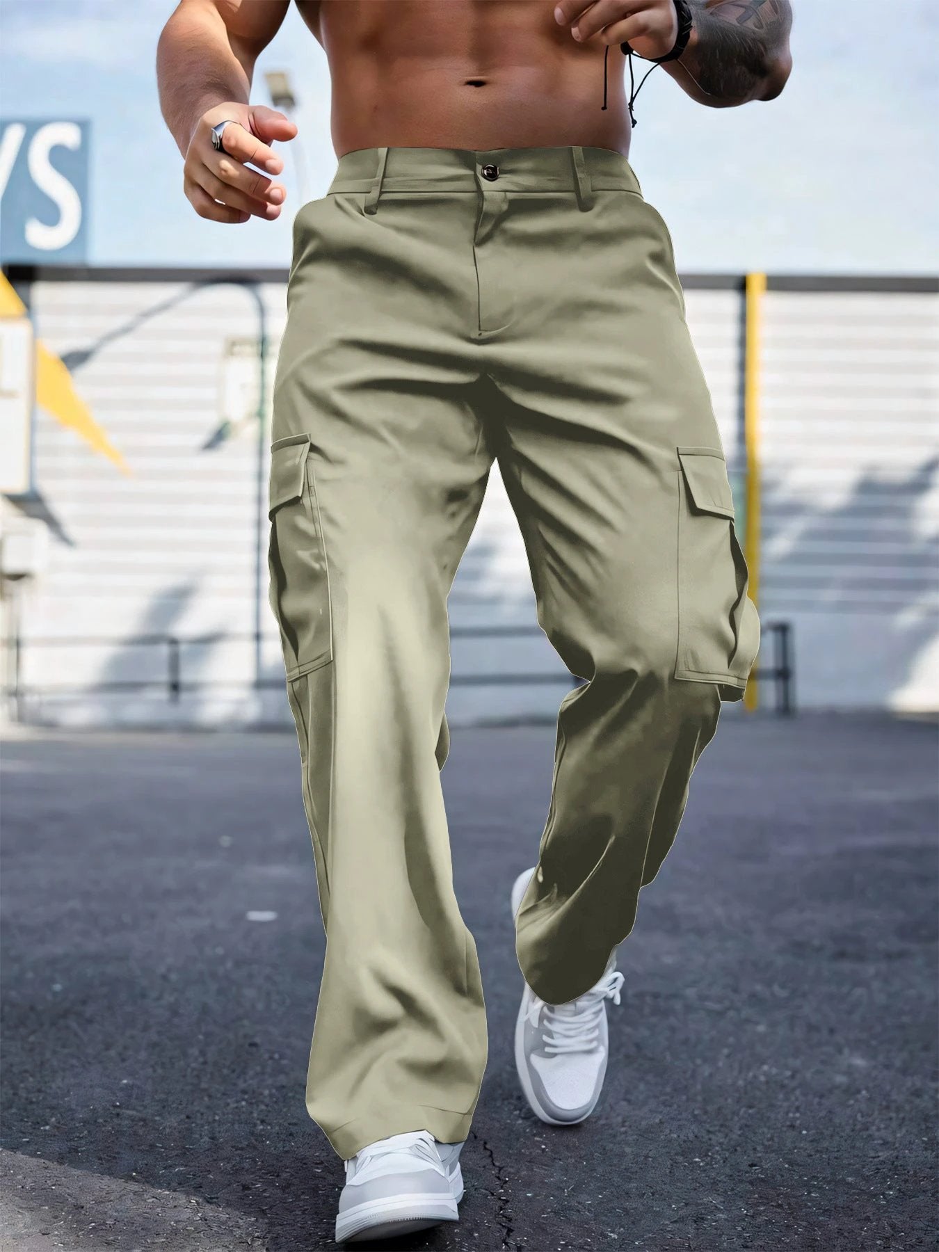 Wear-resistant Sports Straight Loose Cargo Pants by GJG Denim