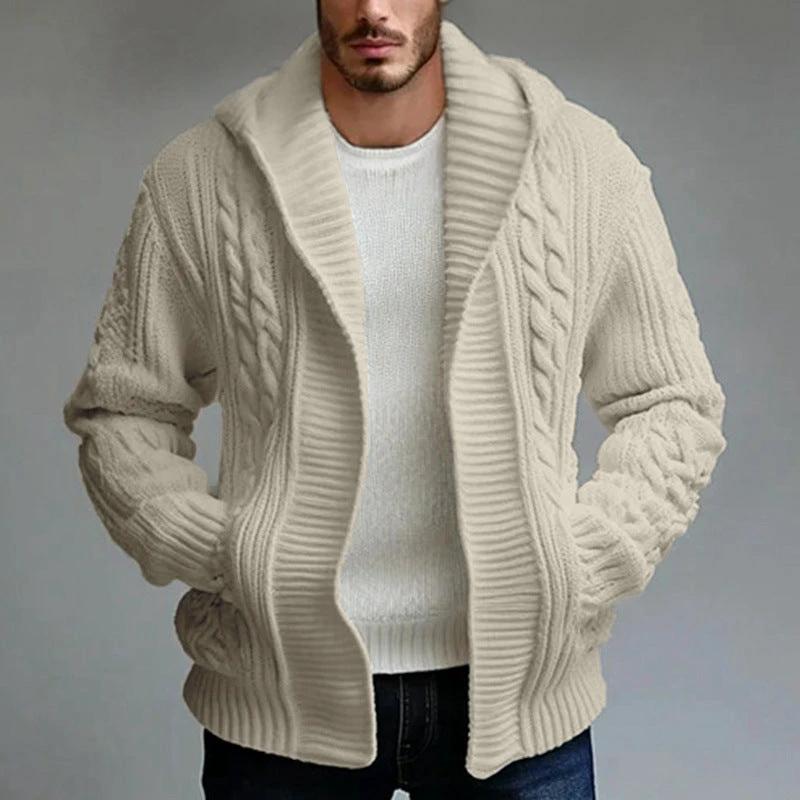 Men's Twisted-knit Cardigan Sweater by GJG Denim