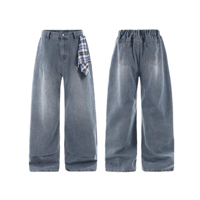 Men's Washed Distressed Loose-fitting Versatile Casual Jeans by GJG Denim