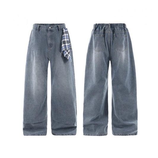 Men's Washed Distressed Loose-fitting Versatile Casual Jeans by GJG Denim