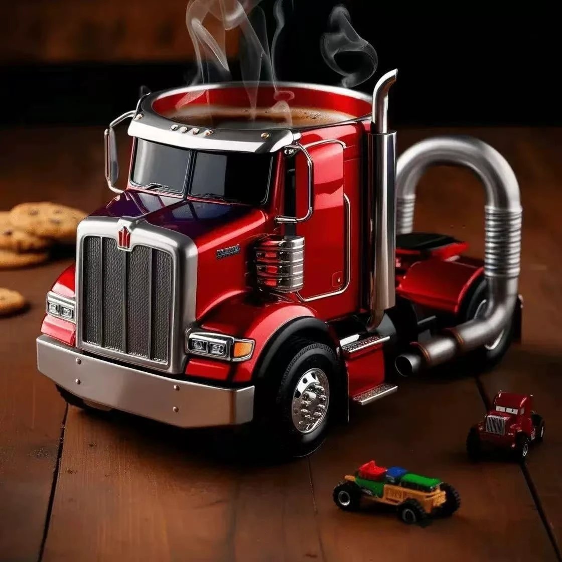 Durable Semi Truck Handcrafted Coffee Cup by GJG Denim