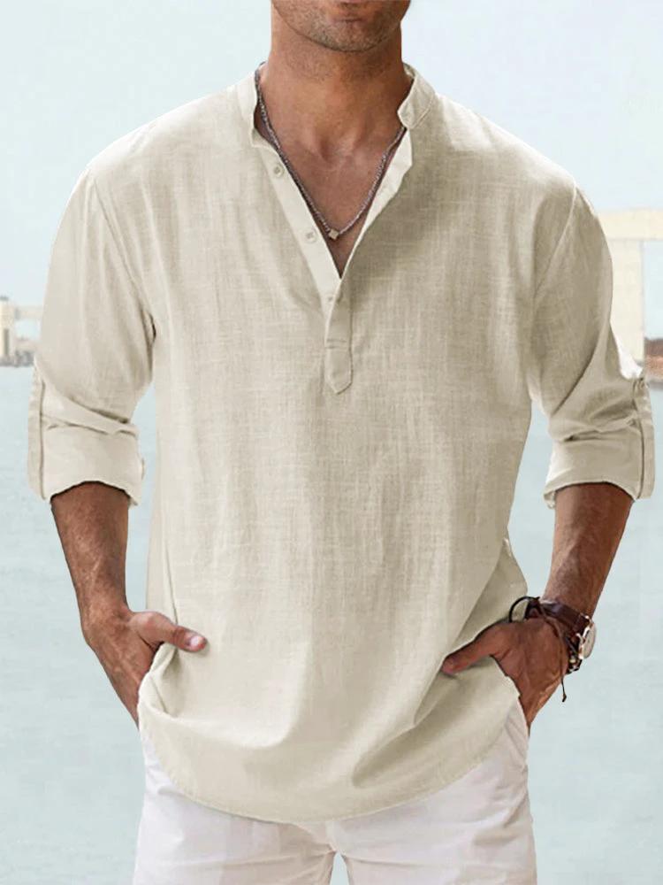 Men's Casual Cotton Linen Loose Shirts by GJG Denim