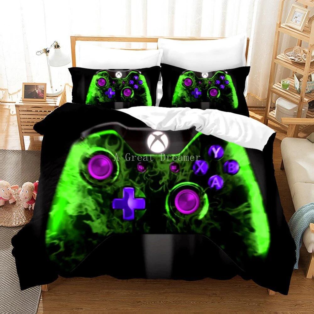 Game Controller Pattern Printed Bedding Duvet Cover Three-Piece Set by GJG Denim