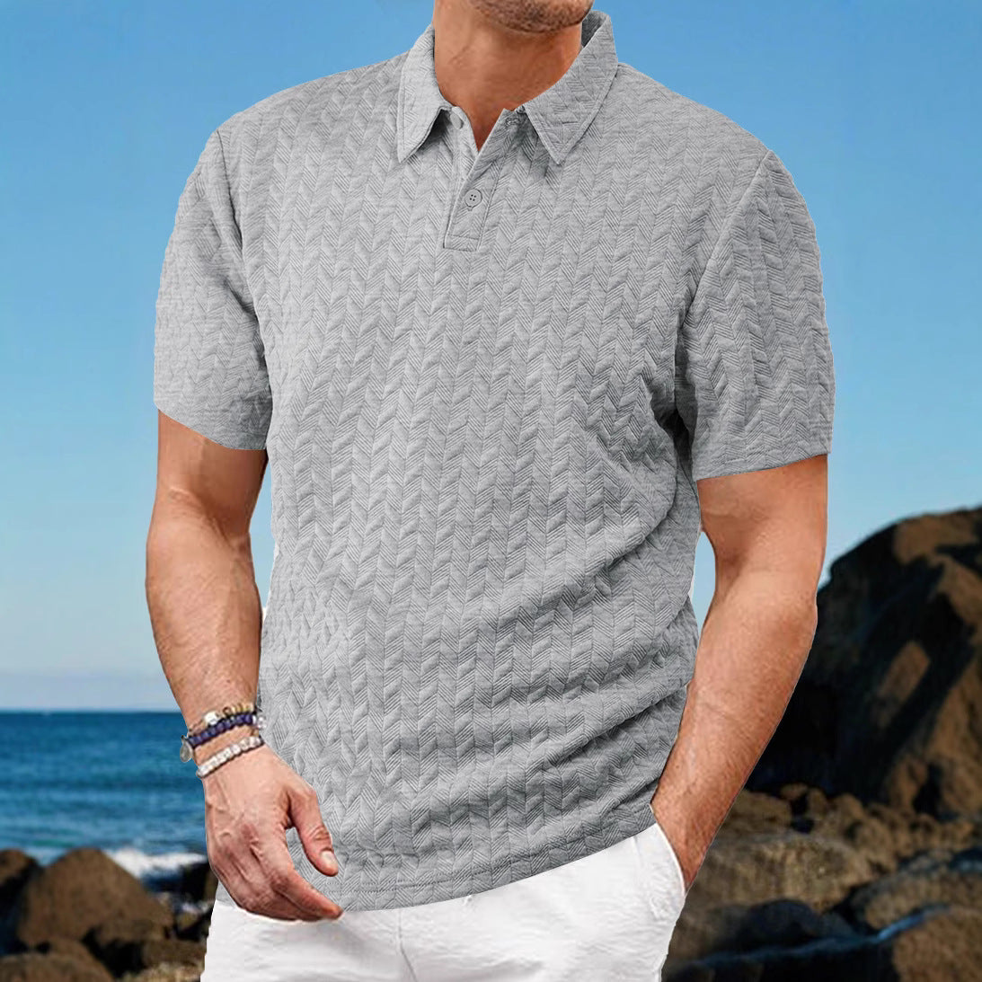Men's Breathable Sweat-Wicking Short-Sleeve Shirt by GJG Denim