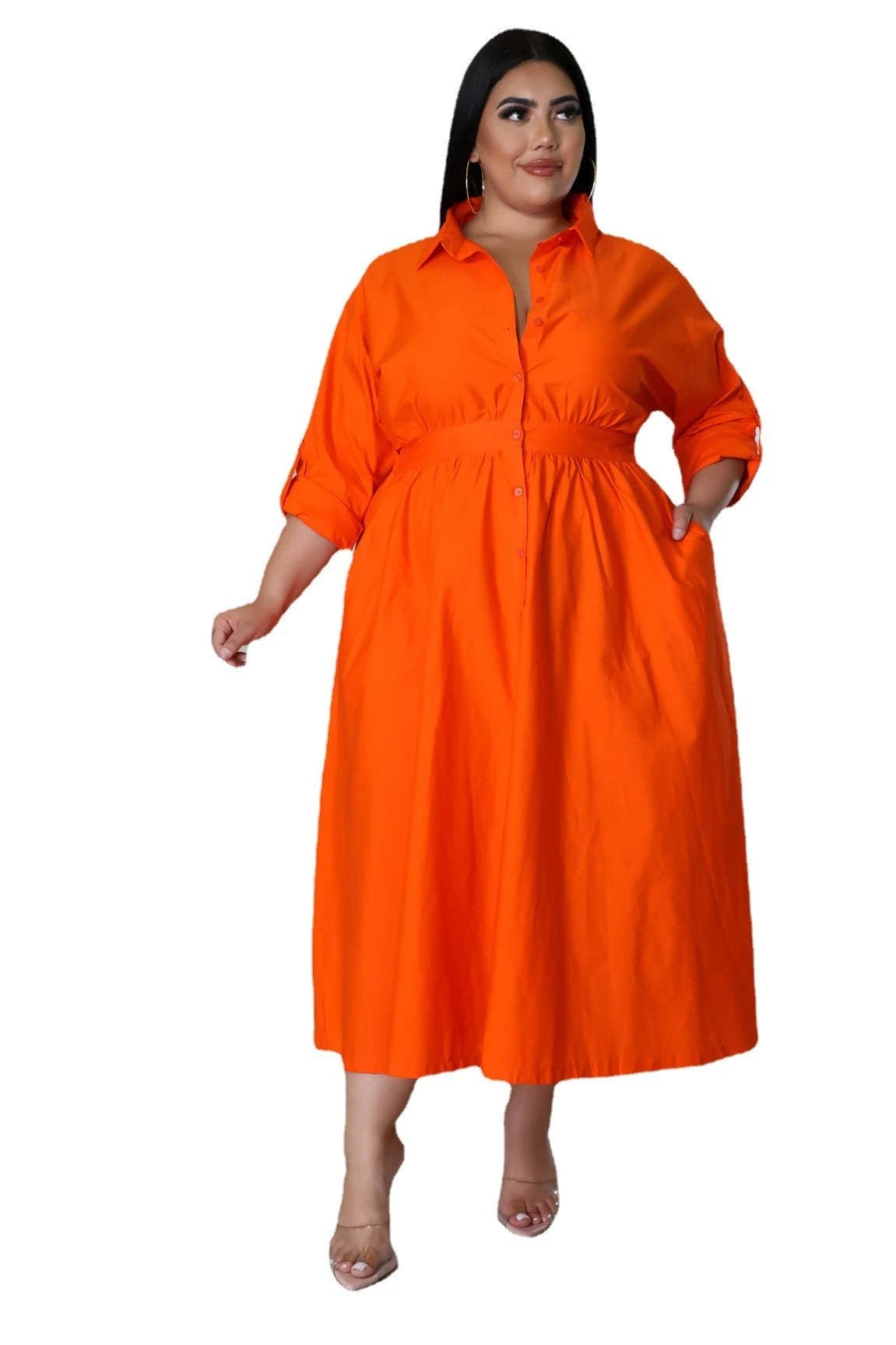 Fashion Plus Size Women's dress long V-neck by GJG Denim