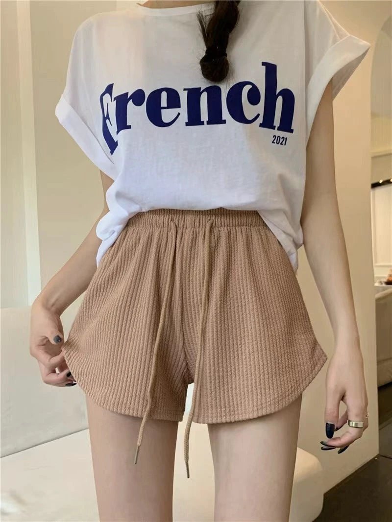 Waffle Casual All-Match Sports Shorts For Women by GJG Denim