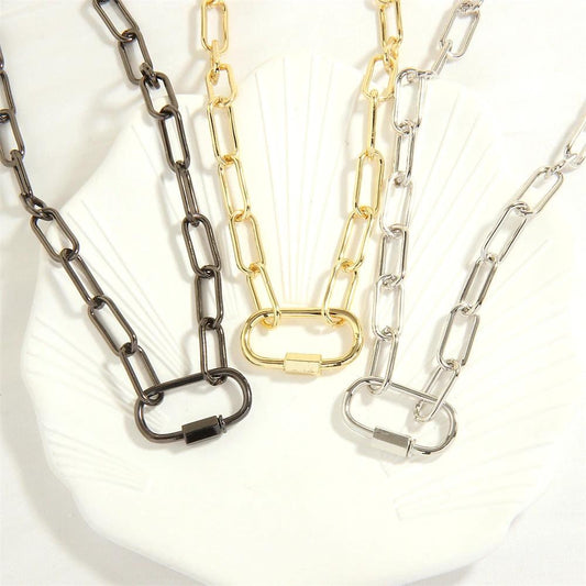 Design Screw Buckle Oval Pendant Necklace For Men by GJG Denim