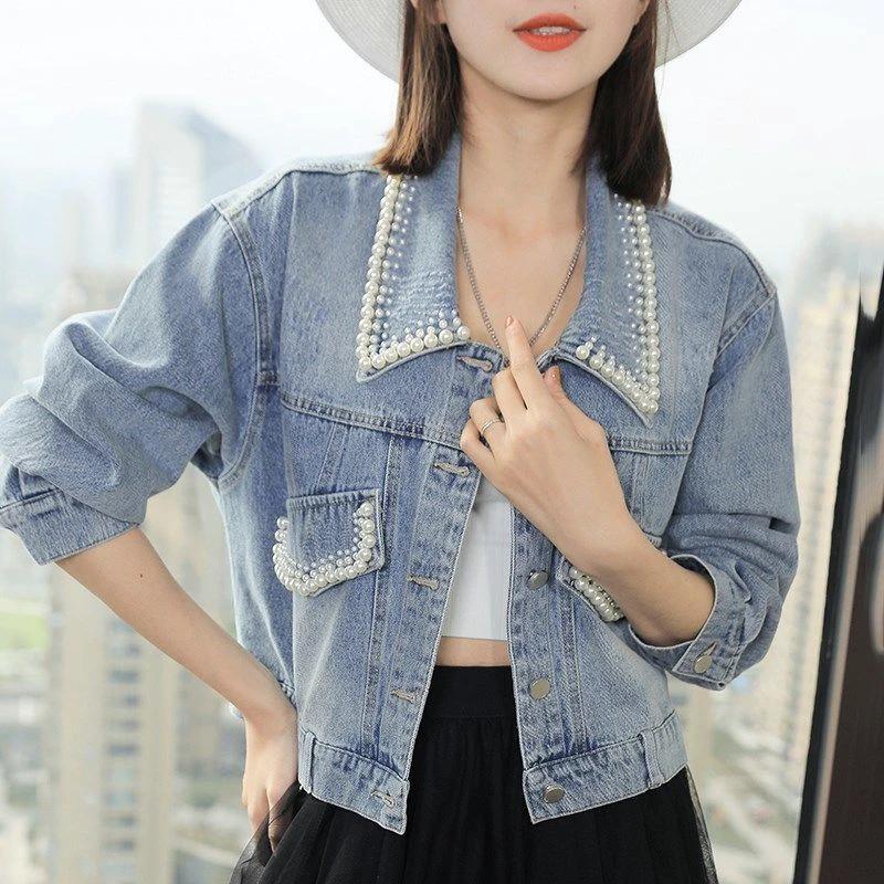 Women's Trendy Loose Petite Short Denim Jacket by GJG Denim