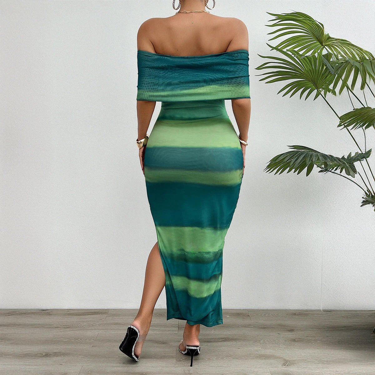 Women's Temperament Contrast Color Off-shoulder Tube Top Dress by GJG Denim