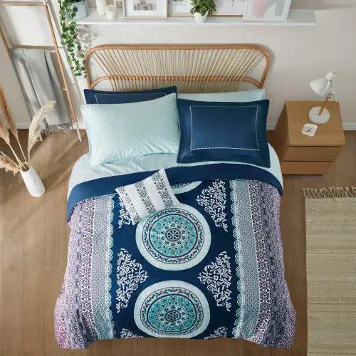 Queen Boho Comforter Set With Bed Sheets by GJG Denim