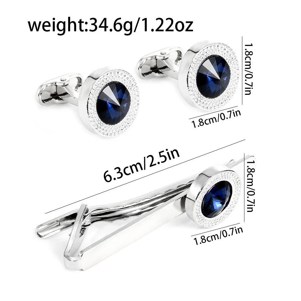 Men's Business Fashion Blue Crystal Zircon Cufflinks by GJG Denim