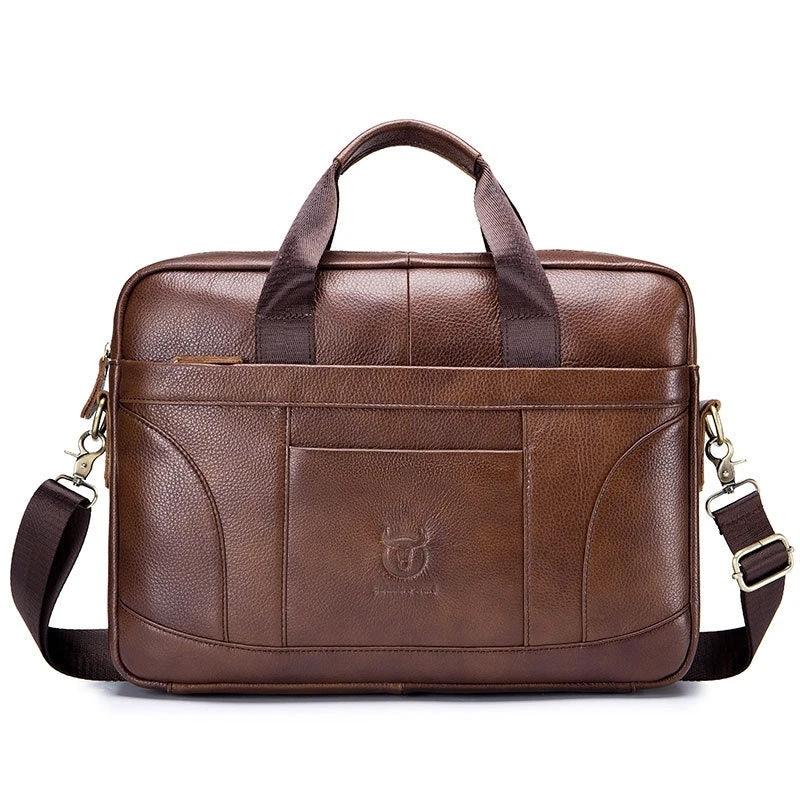 Full-grain Leather Large-capacity Men's Briefcase by GJG Denim