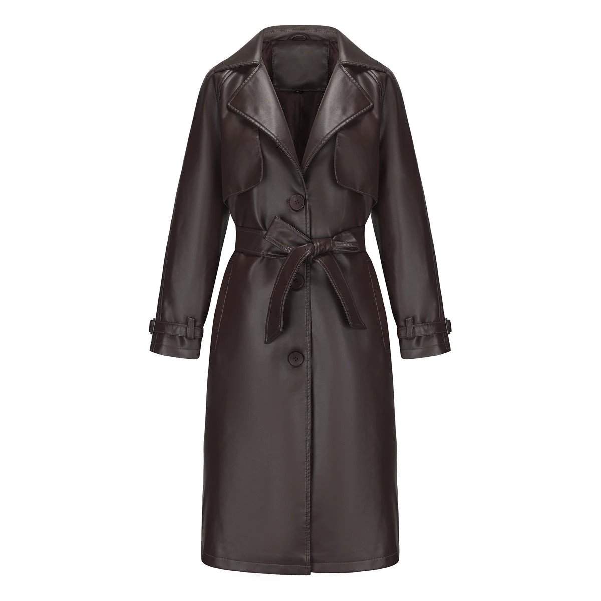 Women's Long, Loose-fit Classic Trench Coat With A Lapel And Belt by GJG Denim