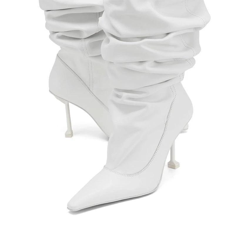 Big Tube Circumference Pointed Toe Stiletto Heel Catwalk Party Boots by GJG Denim