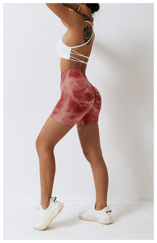 Splash Dyed Seamless Yoga Shorts For Women by GJG Denim