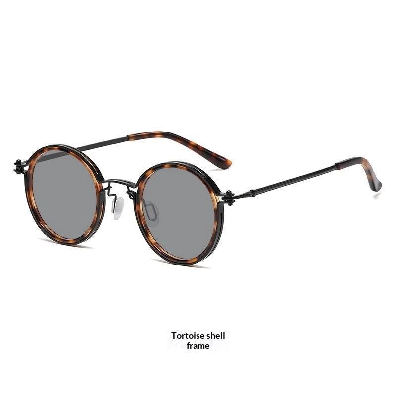 Mens Round-Frame Punk-Style Metal Sunglasses by GJG Denim
