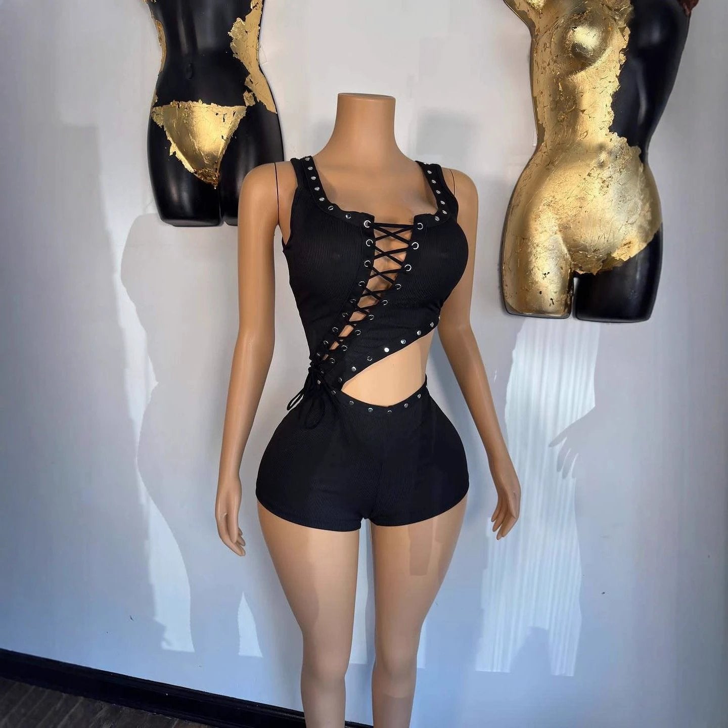 Irregular Sleeveless T-shirt And Romper Shorts by GJG Denim