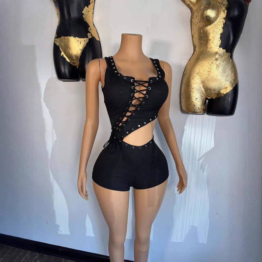 Irregular Sleeveless T-shirt And Romper Shorts by GJG Denim