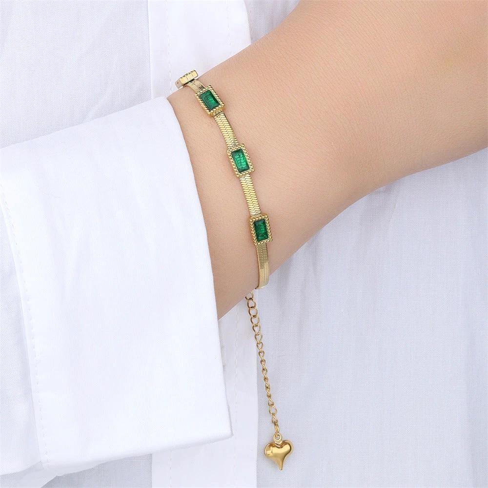 Womens Stainless Steel Fashionable Multi-Zircon Blade Chain Bracelet by GJG Denim