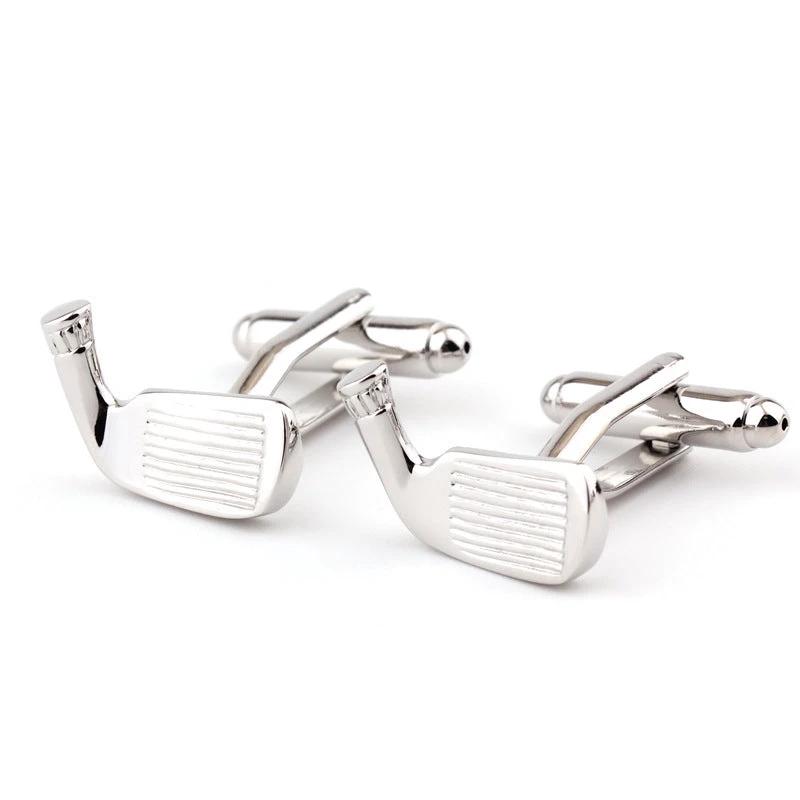 Golf Racket Shape Plain Metal Men's Cufflinks by GJG Denim