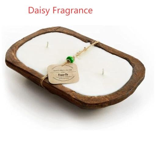 Retro Lavender Wooden Basin Candles Three Wick Aromatherapy Candle by GJG Denim