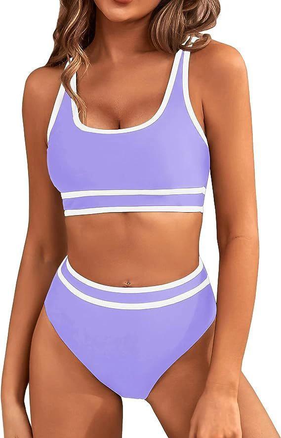 Bikini Tight-fitting Solid Color Swimsuit For Women by GJG Denim