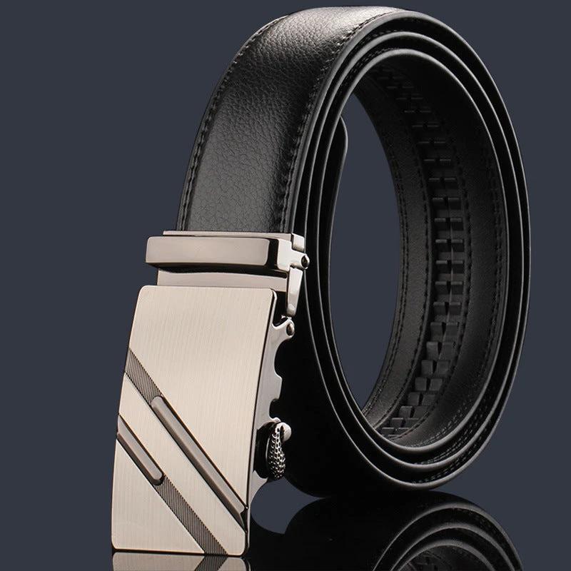 Men's Genuine Leather Belt With Automatic Buckle by GJG Denim