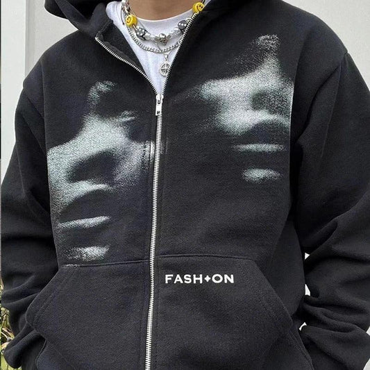 Men Women Y2K Clothing Zip Hoodie Fashion by GJG Denim