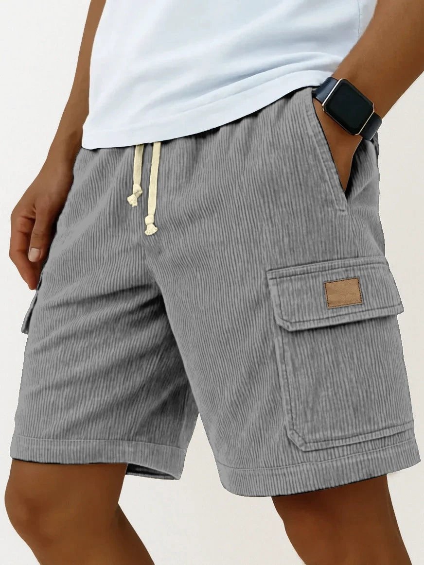 Mens Drawstring Corduroy Side-Pocket Shorts by GJG Denim
