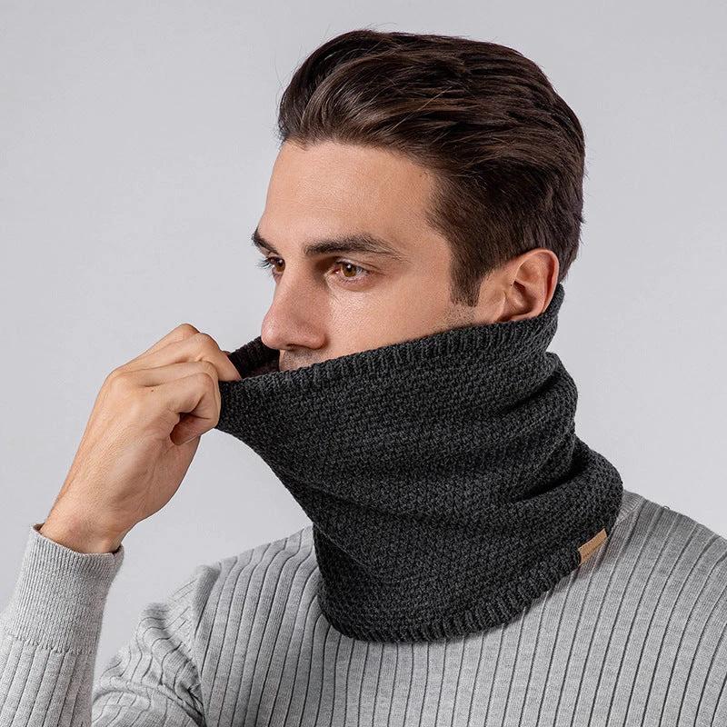 Men's Knitted Velvet Padded Neck Protection Scarf by GJG Denim