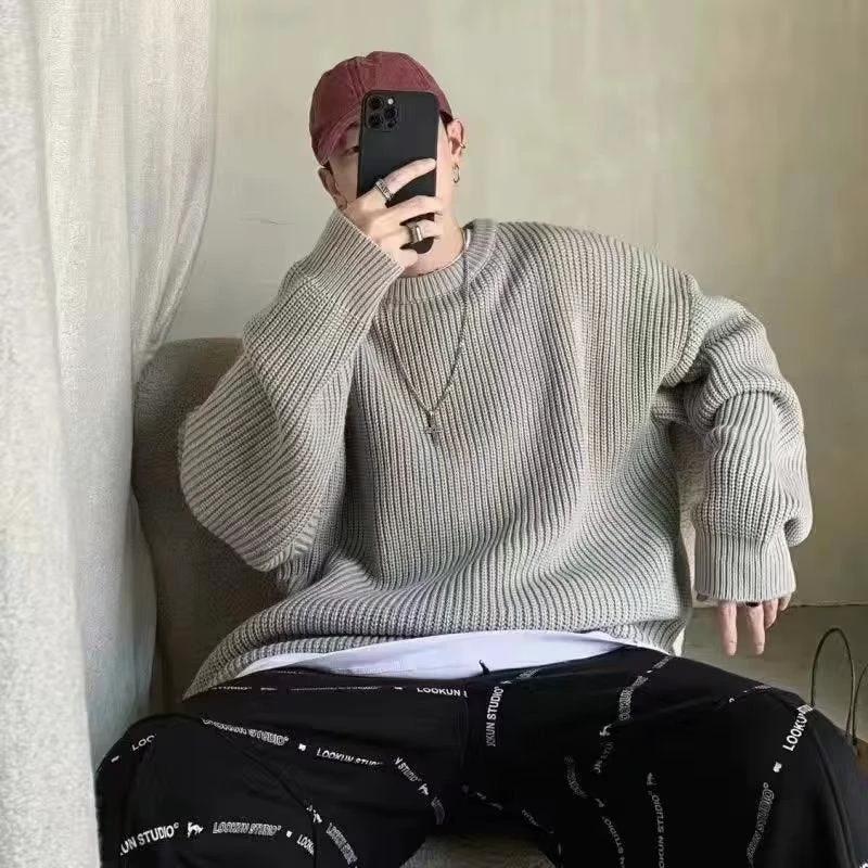 Loose Casual Retro Trendy Underwear Crew Neck Sweater by GJG Denim