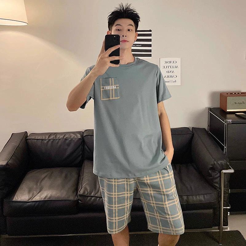 Men's Round Neck Loose Pajama Set by GJG Denim