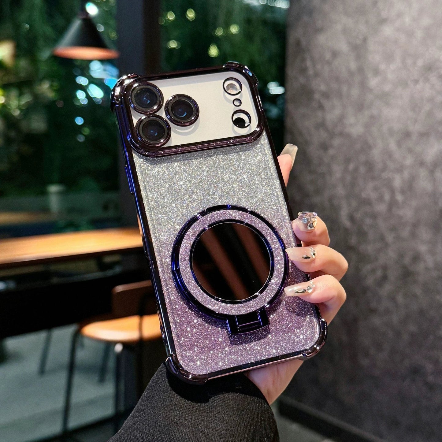 Glitter Mirror Magnetic Bracket Phone Case by GJG Denim