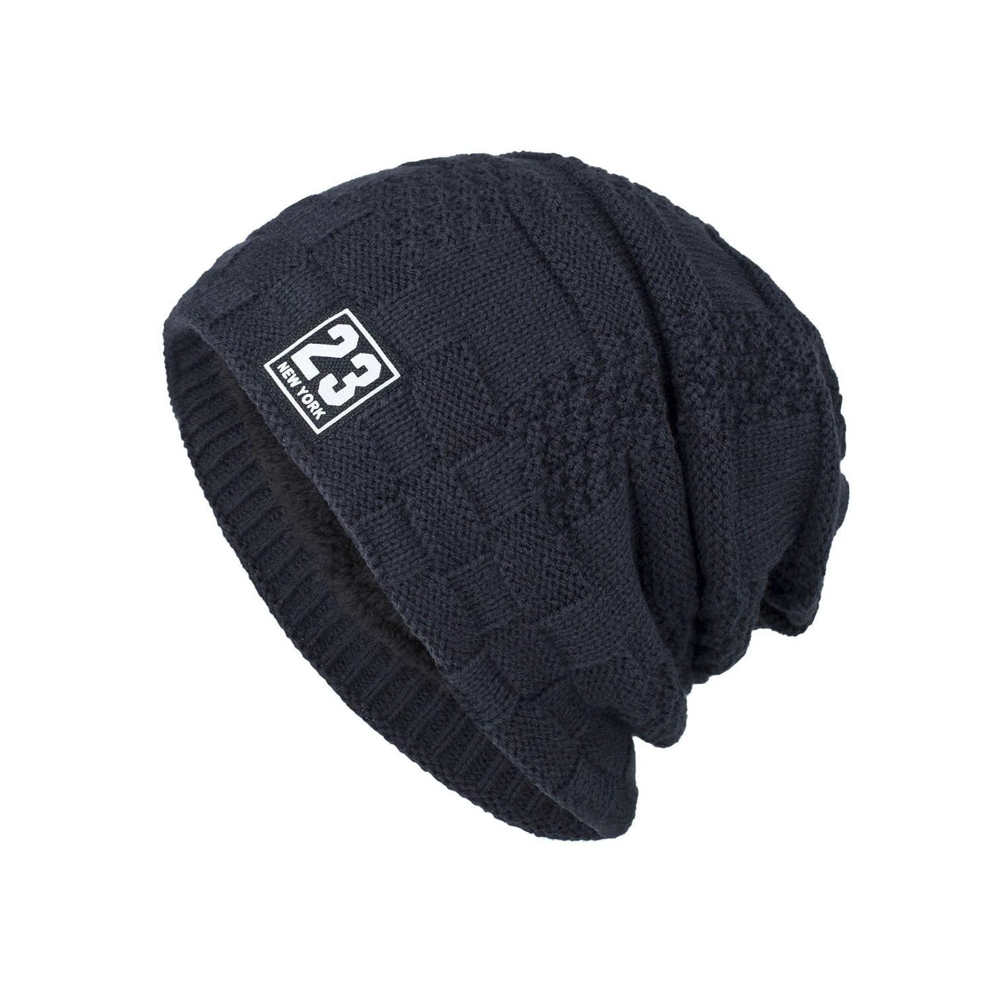 Men's Warm Thickened Fleece Pullover Knitted Woolen Beanie by GJG Denim