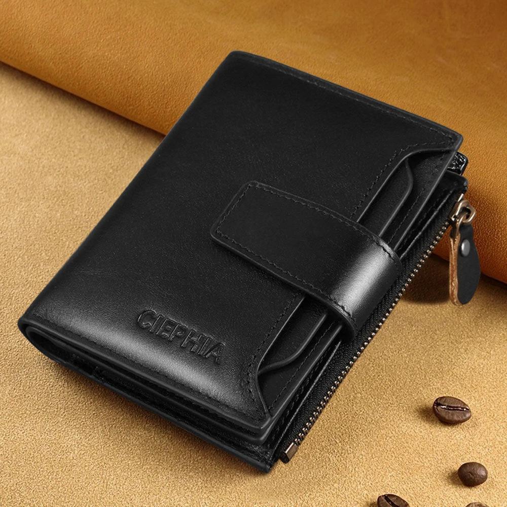 Men's Leather Wallet Multi-function Anti-theft Zipper by GJG Denim
