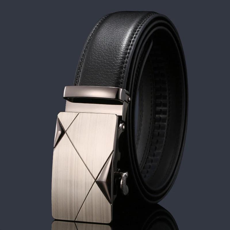 Men's Genuine Leather Belt With Automatic Buckle by GJG Denim