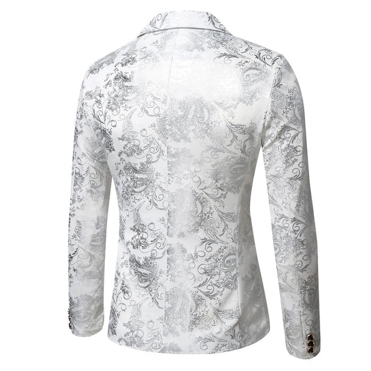 Autumn New Men's Slim Fit Casual Stage Performance Suit Jacket by GJG Denim