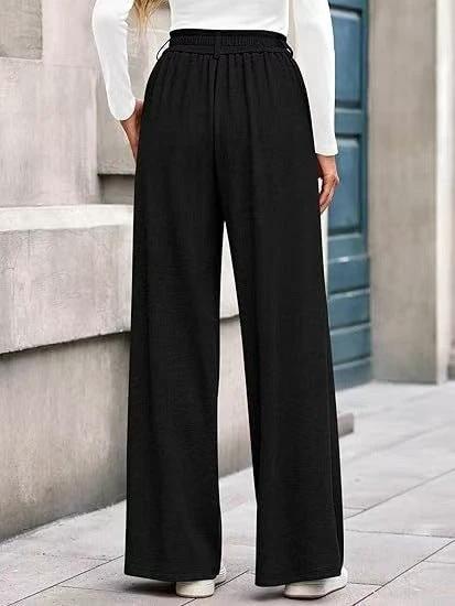 Solid Color Straight-leg Wide-leg Pants Women by GJG Denim