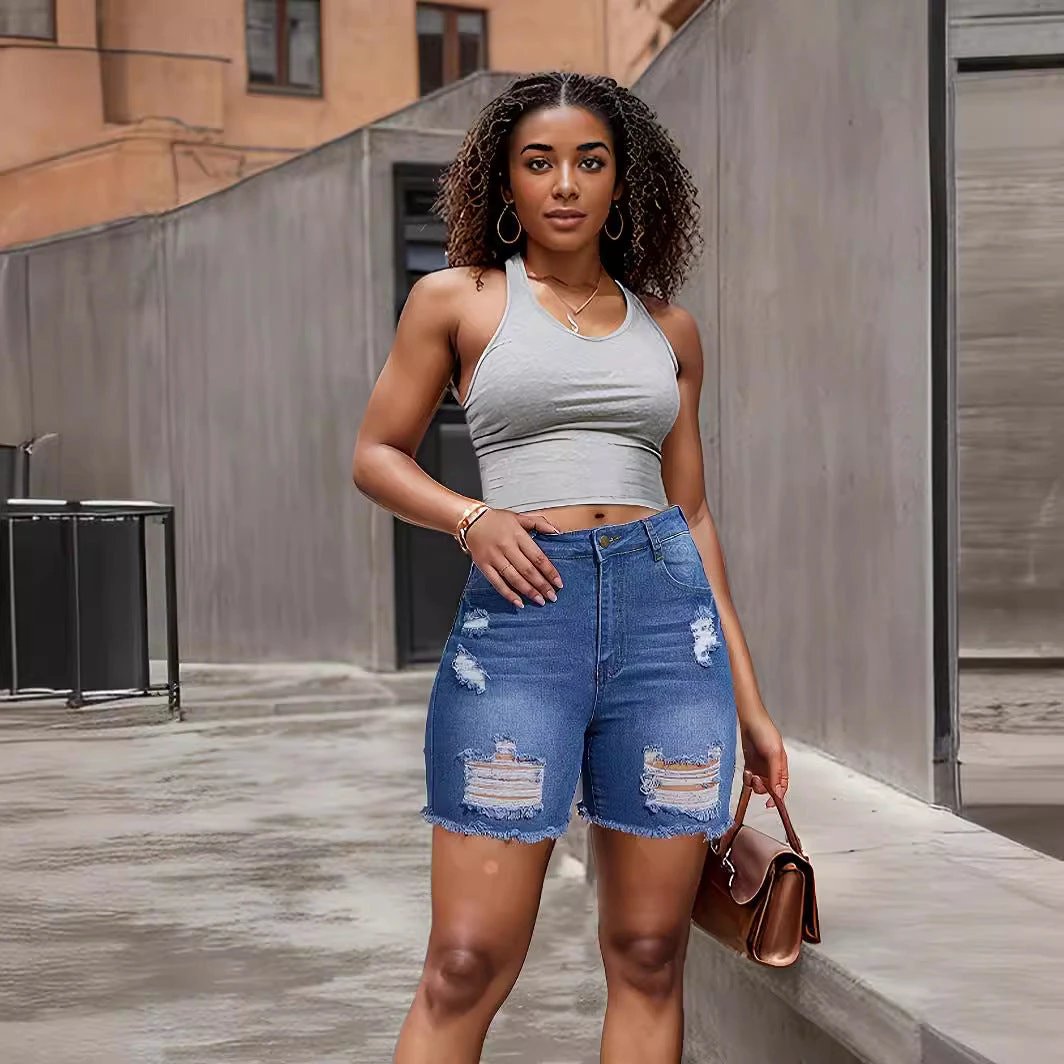 Ripped Denim Shorts by GJG Denim