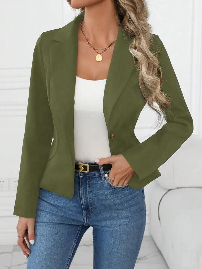 High-end Solid-color Womens Blazer by GJG Denim
