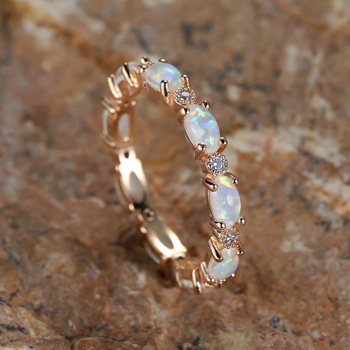 Platinum Heart-shaped Full Of Diamond Opal Ring by GJG Denim