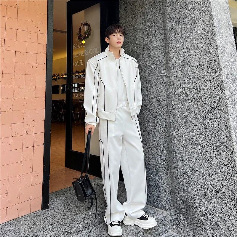 Men's Casual Wide-leg Pants Sports Suit by GJG Denim