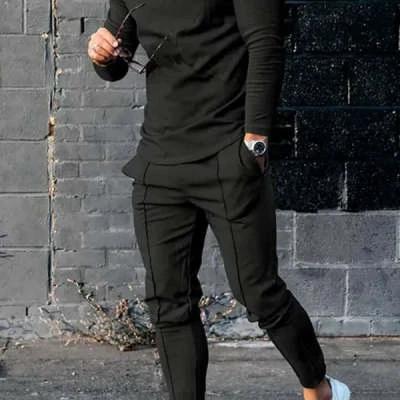 Men's Long-sleeve Zip-up Two-piece Set by GJG Denim