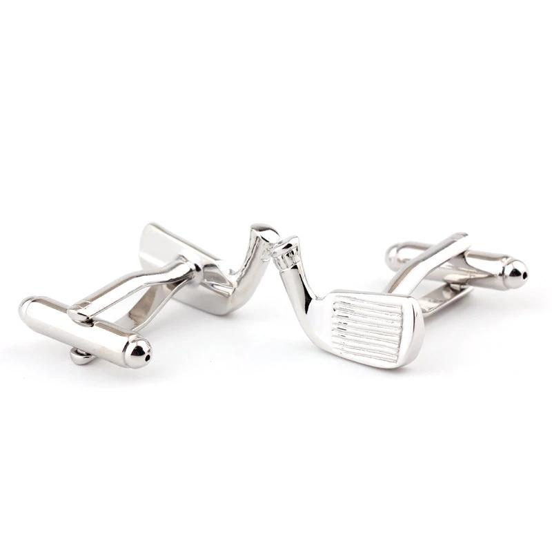 Golf Racket Shape Plain Metal Men's Cufflinks by GJG Denim