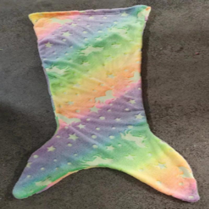 Children's Mermaid Luminous Sleeping Bag Double-sided Blanket Sleeping Quilt by GJG Denim