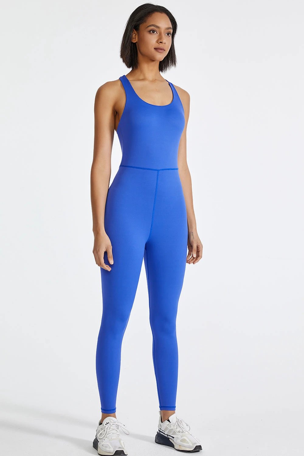 Crisscross Back Wide Strap Active Jumpsuit by Lady Ros