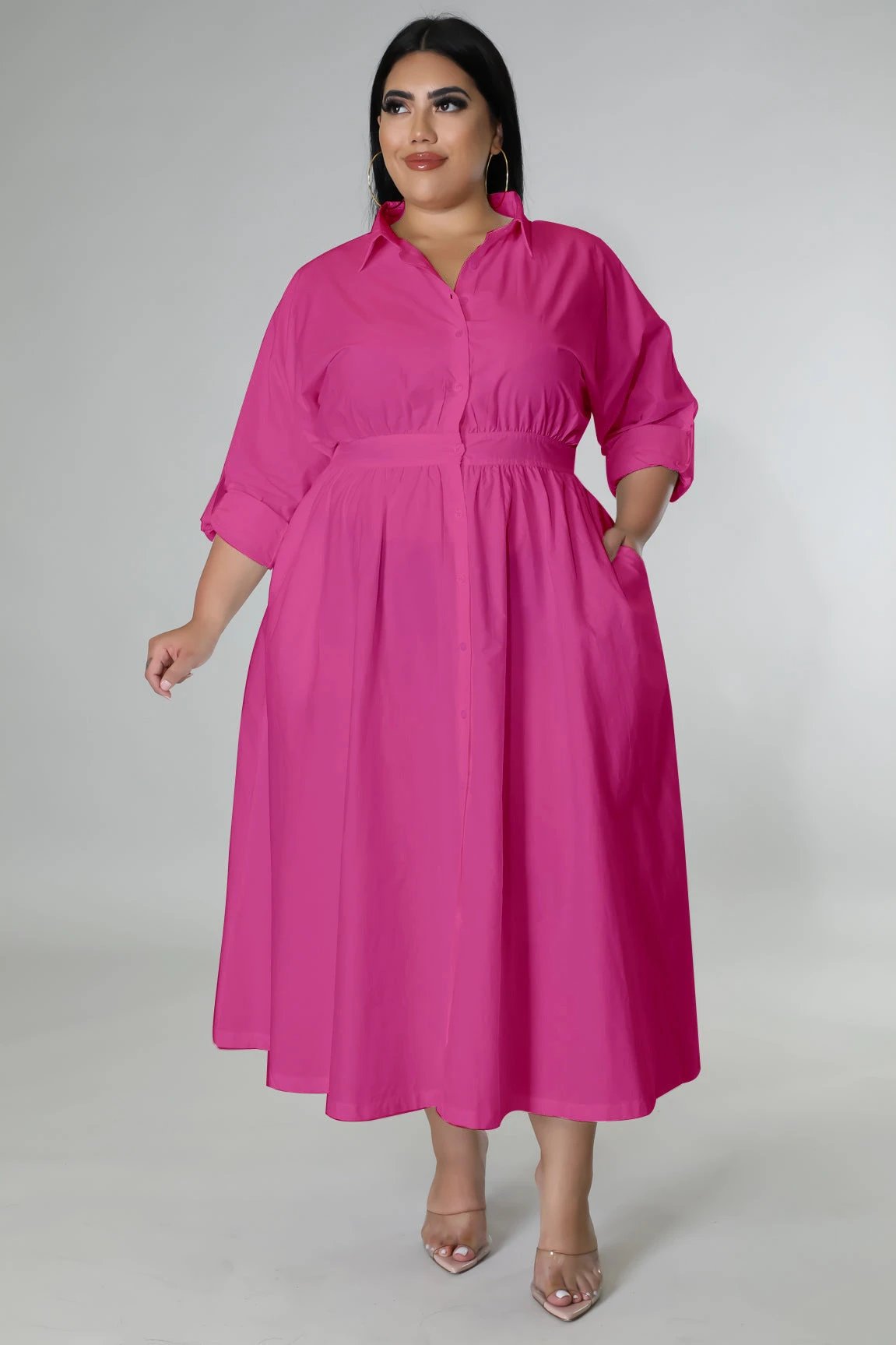 Fashion Plus Size Women's dress long V-neck by GJG Denim