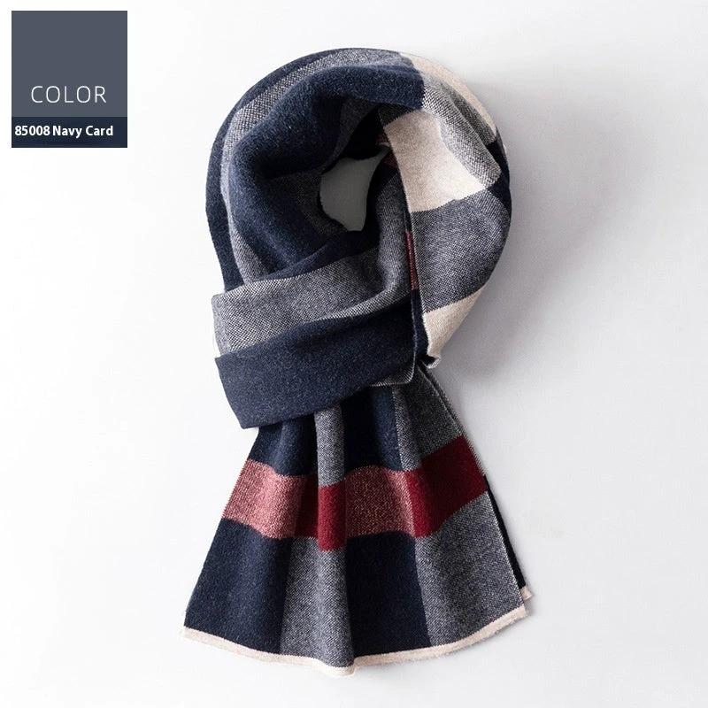 Men's Wool Winter Plaid Double-sided Scarf by GJG Denim