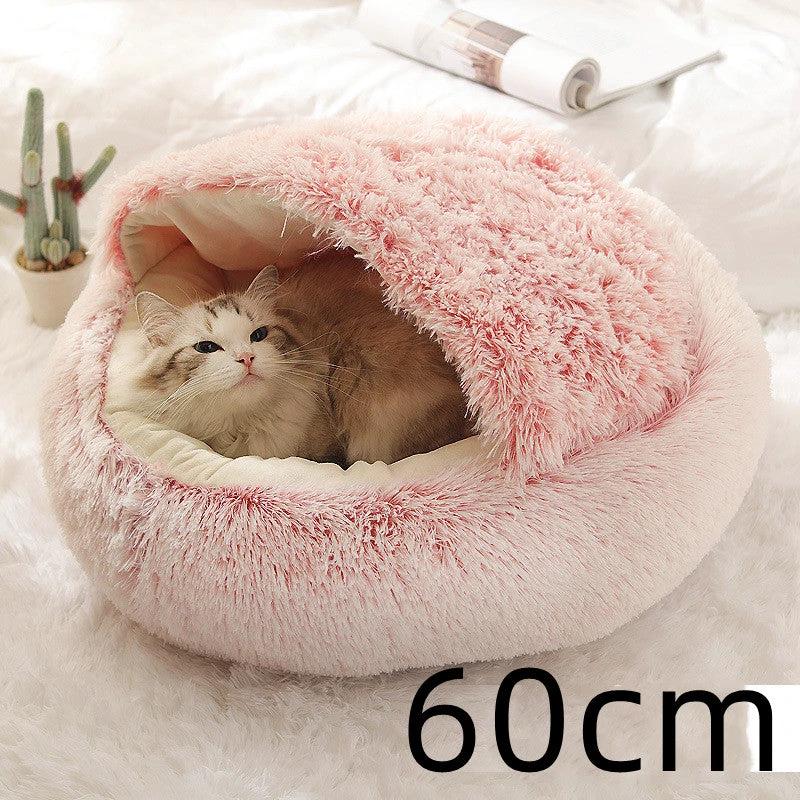 2 In 1 Dog And Cat Bed Pet Winter Bed Round Plush Warm Bed House Soft Long Plush Pets Bed Pet Products by GJG Denim